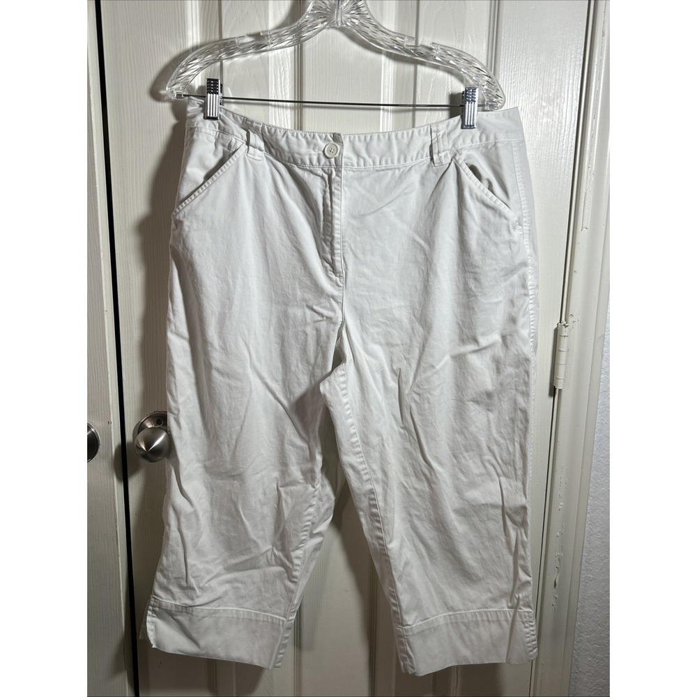 Talbots Women's 16P‎ Button Tab Leg Perfect Crop Pant  White